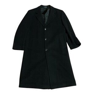 Black Cashmere Blend Overcoat Size 44R Italian Fabric Mens